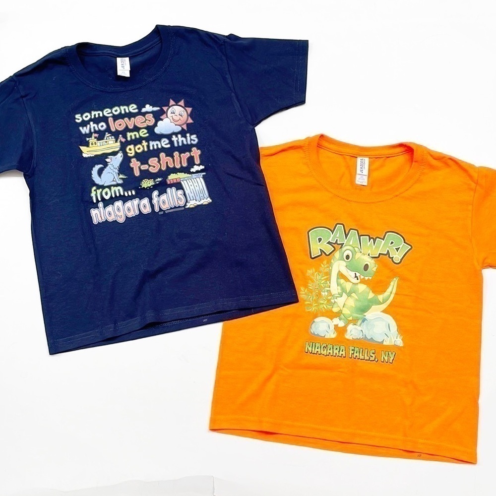 Jerzees Niagara Falls New York kids souvenir shirts - set of 2